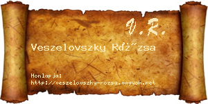 Veszelovszky Rózsa névjegykártya